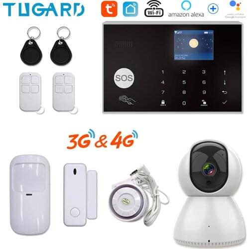 Tugard Tuya 433MHz Wifi 3G 4G Home Burglar Security Alarm System，Apps Control Wireless Alarm Kit With Ptz IP Camera Baby Monitor