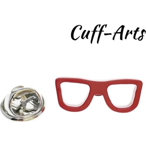Cuffarts Vintage Glass Frame Brooches Geekey Red Glasses Lapel Pin Shirt Suit Collar Jewelry Brooches For Men Party Gift P10123