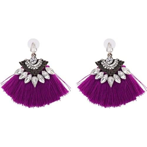 JURAN Rope Fringing Earrings For Women 2018 New Hot Simple Crystal Maxi Boho Big pendientes Tassel Stud Earring Jewelry brincos