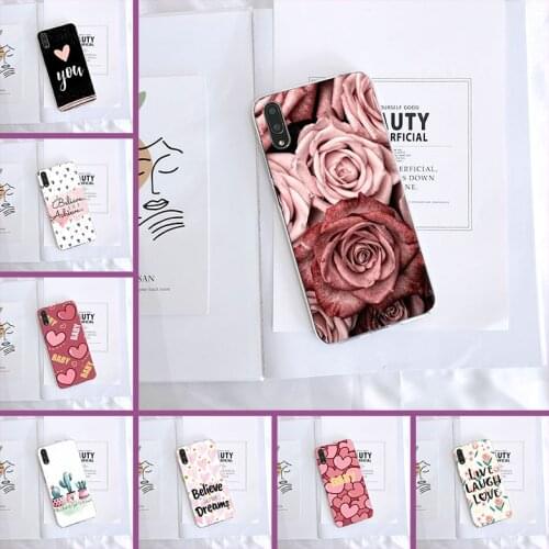 Back Cover For Huawei Y5 Y6 Y7 2019 Heart Flower Love Rose Fashion Silicone Soft Phone Case For Huawei Y9 Y7 Y6 Pro Prime 2019