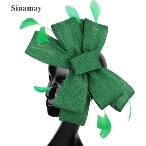 Imitation Sinamay Wedding Mesh Fascinator For Ladies Headwear Party Women Bridal Hair Accessories Bow Hair Clip Fancy Feather