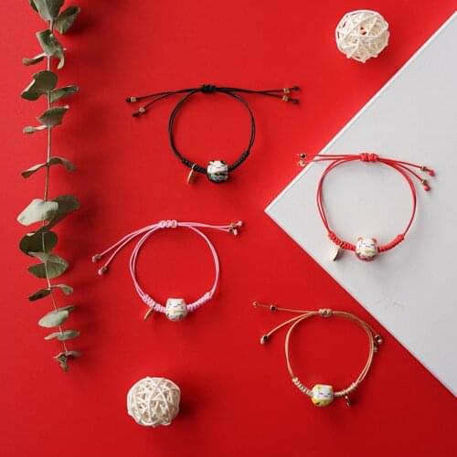 New Handmade Colorful Rope Lucky Cat Adjustable Bracelet For Women Girls Birthday Gifts Sweet Tassel Fashion Bangles Femme