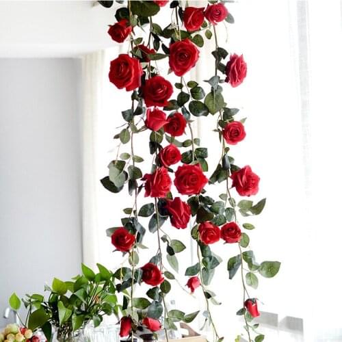 1.8m Artificial Australian Rose Vines Family Wedding Arch Garden Winding Artificial Rose Vines