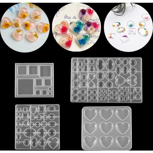 1pcs UV Resin Heart Square Half Ball Silicone Mold Pendant Epoxy Resin For DIY Jewelry Making Finding Supplies Accessories Tools