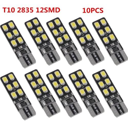 10PCS/lot T10 W5W Super Bright 12SMD Car Interior Reading Dome Light Marker Lamp 168 194 LED Auto Wedge Parking Bulbs For Car