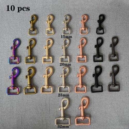 10 Pcs/Pack 15mm 20mm 25mm 32mm Metal Buckles Bags Lobster Carbines Swivel Trigger Snap Hook Collar Luggage Strap DIY Accessory