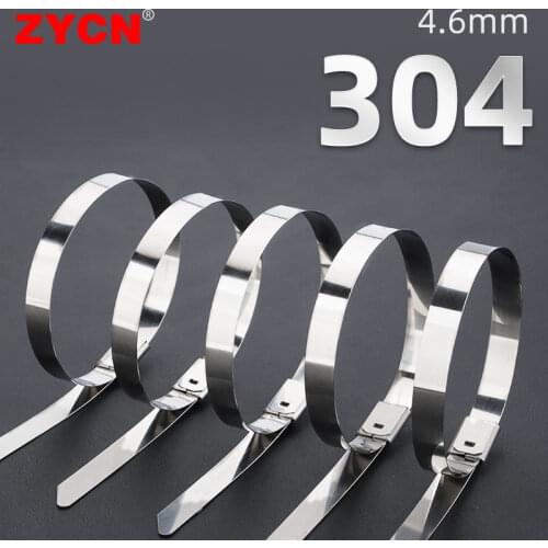 Multi-Purpose Locking Cable Metal Zip Ties Stainless Steel Twist Zip-Exhaust Wrap Coated 4.6MM×200 Harness Binding 100PCS