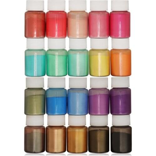 20 Colors Mica Powder Epoxy Resin Dye Pearl Pigment Natural Mica Mineral Powder for Soap Making/Nail Art/Eyeshadow DIY/Lip Gloss