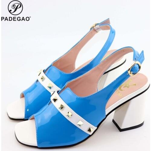 2020 Fashion Italian Design High Heels Shoes African Shoes in Sky Blue Color Ladies Party shoes