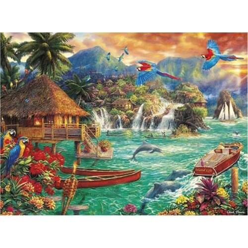 5D DIY Full Round/Square Diamond Painting Landscape Cross Stitch Island Scenery 3D Embroidery Rhinestone Mosaic Home Decor Y345