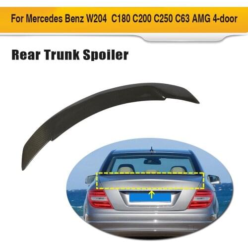Car Rear Wing Spoiler Lip for Mercedes-Benz C Class W204 4 Door Sedan 2007 - 2013 Carbon Fiber Sticker-on Trunk Lip
