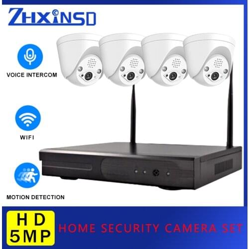 ZHUHUIFEI H.265 5MP Indoor HD Wireless CCTV System four Way Audio WIFI IP Security Camera P2P NVR Video Surveillance Kit