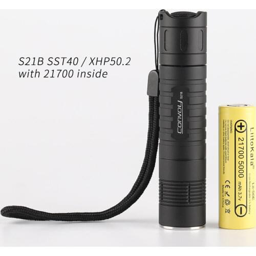 Black convoy S21B with SST40 / XHP50.2 ,copper DTP/ ar-coated , Temperature protection,21700 flashlight,built-in 21700 battery