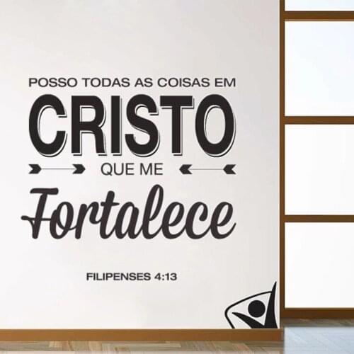 Filipenses 4:13 Wall Decals Posso Todas As Coisas Em Cristo Que Me Portuguese Quotes Mural Vinyl For Bedroom Decor Poster RU2232