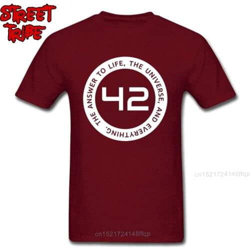 42 T-shirt Men Simple Casual Letter T Shirt Custom Fiction Movie Tshirt The Hitchhikers Guide to the Galaxy Cotton Tops Tee Red