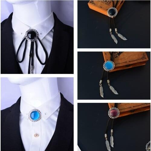 Fashion Collar Rope Vintage Crystal Bolo Tie Mens Gem Bow tie Ties For Men Necklace accessories Wedding Necktie