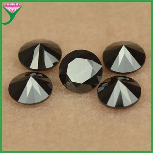 Hot Sale 3~15mm 5A Black Colors Loose Synthetic Gems Round Shape Machine Cut Lab Glass Stone Beads For Jewelry