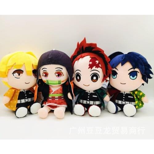20CM Demon Slayer Kamado Tanjirou Agatsuma Zenitsu Tomioka Giyuu Kochou Shinobu Doll Model Plush Gift for kids