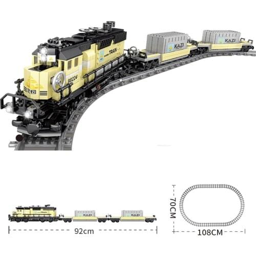 KAZI 2018 New GBL Battery Powered Electric Steam Container Train Building Block Toy Kids Bricks Toys for children brinquedos