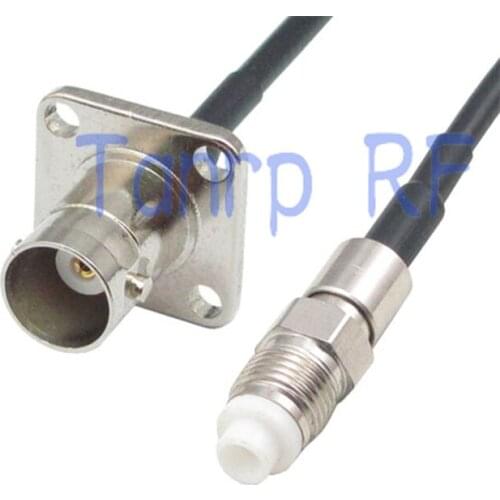 50CM Pigtail coaxial jumper cable RG174 extension 20in BNC female with 4 hole panel to FME female jack RF connector adapter