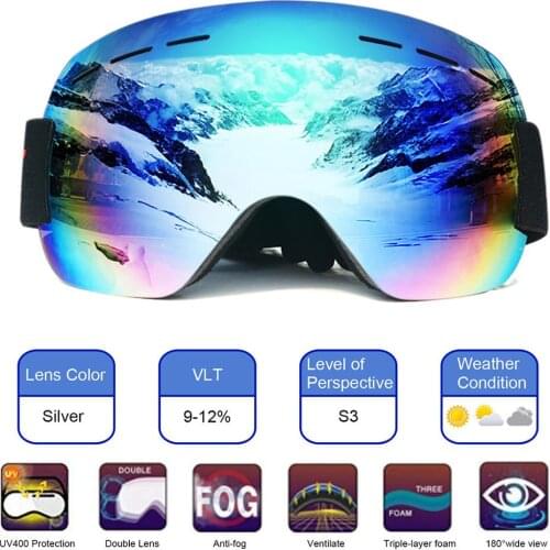 Ski Goggles With Ski Mask Men Women Dual Lens Snowboard Goggles Glasses Skiing UV400 Protection Anti-fog Snow Skiing Glasses