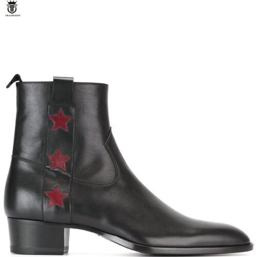 FR.LANCELOT 2020 new arrival star boots men real leather boots glitter sequin leather booties zip up men party shoes