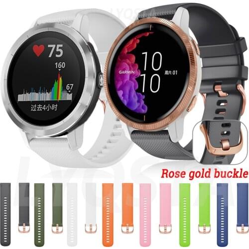 Soft Silicone Strap For Garmin Vivoactive 3 HR Venu Smart Watch Bracelet For Garmin Venu 2 Rose Gold Buckle Watchband Accessory