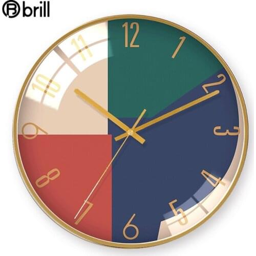 Nordic Meatl Wall Clock Gold Living Room Modern Creative Silent Bedroom Clocks Wall Home Decor Living Room Art Gift Colorful