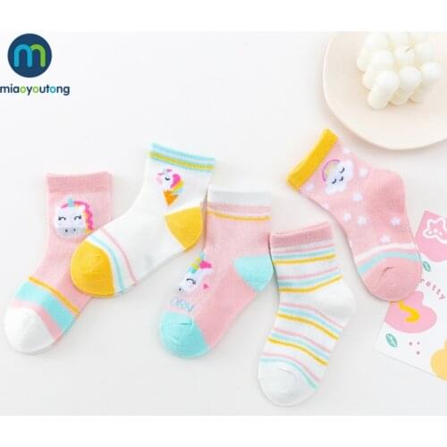 5 Pairs/Lot Unicorn Breathable Baby Boy Socks Summer Mesh Thin Baby Socks For Girls Cotton Socks For Children Kids Miaoyoutong