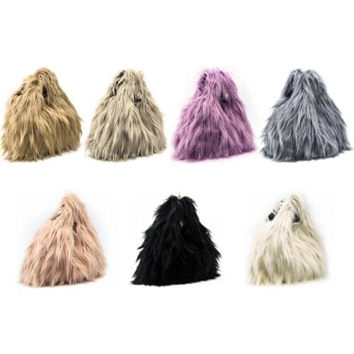 2021 Hairy Women Bag Female New Winter Fur Shoulder Bag Rabbit Ear Plush Bucket Bag