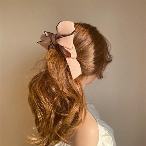 2021 New Korea Style Sweet Hairpin Cute Ribbon Bow Imitation Pearl Banana Hair Clip Women Fashion Hair Accessories