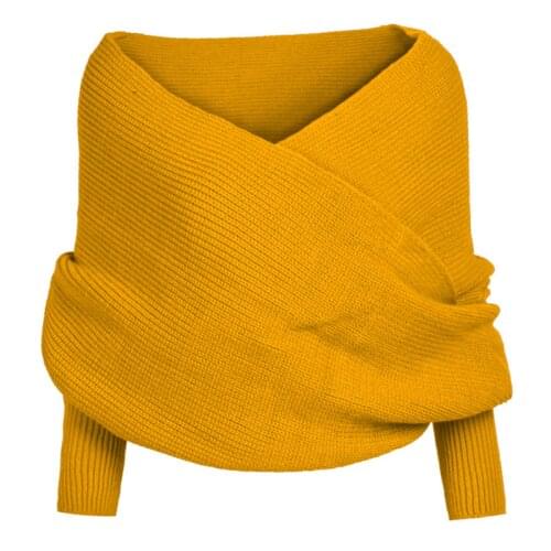 2021 Autumn and Winter New V-neck Cross-neck Off-the-shoulder Knitted Sexy Small Vest Pullover Sweater Women Winter Sweaters