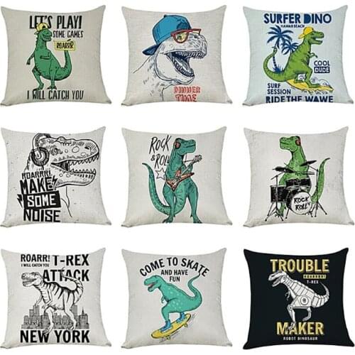 New Cartoon Dinosaur Hippie Style Artistic Personality Pillowcase Office Sofa Home Decoration Cushion Cover