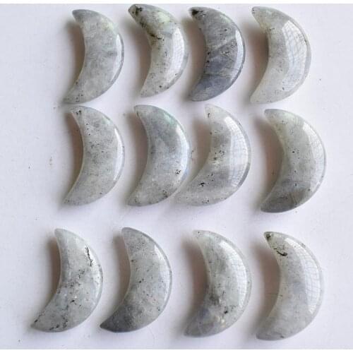 2021 new Fashion natural labradorite stone moon shape no hole pendants for jewelry making Wholesale 12pcs/lot free shipping