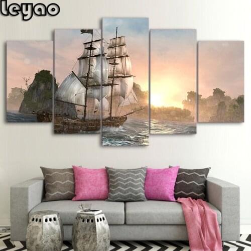 Full Square Round Diamond Painting 5 Piece animal owl 5D Diamond Embroidery Mosaic Cross Stitch bird Home Decor multi-picture