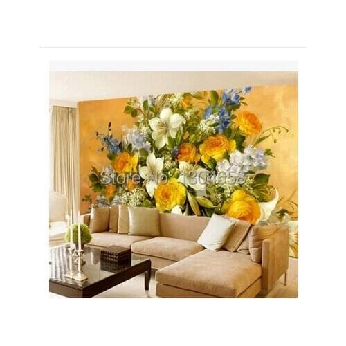 Custom papel DE parede floral large mural Painting of flowers for the sitting room the bedroom TV wall vinyl which wallpaper