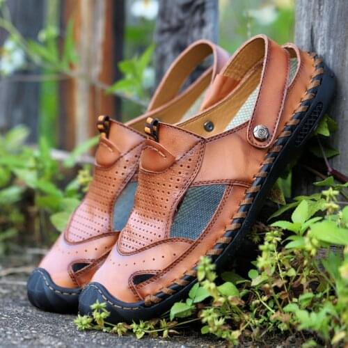 Men Casual Sandals Sandalia Masculino Em Couro Men Sandals Big Size Mens Summer Shoes Walking Comfort Leather Masculina Large