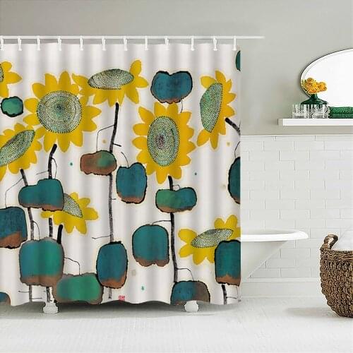 3d Printing Flowers Shower Curtains Bathroom Curtain Waterproof With Hooks Polyester Cloth 180x240cm Bath Home Decor Screen