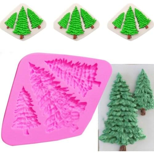 Random 1pc Christmas Tree Silicone Mold Chocolate Mould Fondant Candy Cake Cookies Tools Baking Decoration 3d V8F8
