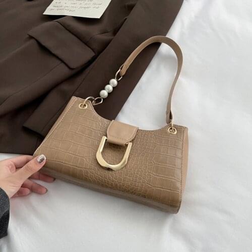 Retro Alligator Pattern PU Leather Women Underarm Bag Solid Color Ladies Hobos Handbags Fashion Design Girls Shoulder Bags Purse