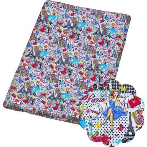 50*145CM flower pattern Polyester cotton Fabric Patchwor Printed for Tissue Kids Home Textile for Sewing Doll Dress Curtain