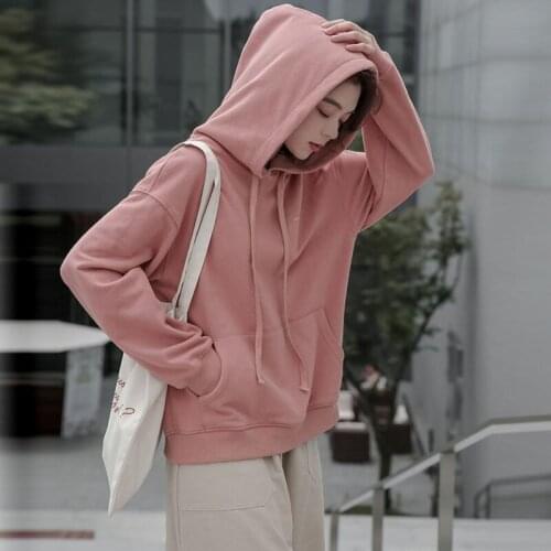 Autumn And Winter WomenS Sweater Loose Korean Style Thin Section Lazy Long-Sleeved Hooded Jacket Women