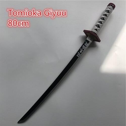 1:1 Demon Slayer Kimetsu no Yaiba Sword Weapon Tomioka Giyuu Cosplay Sword Anime Ninja Knife wood toy 80cm