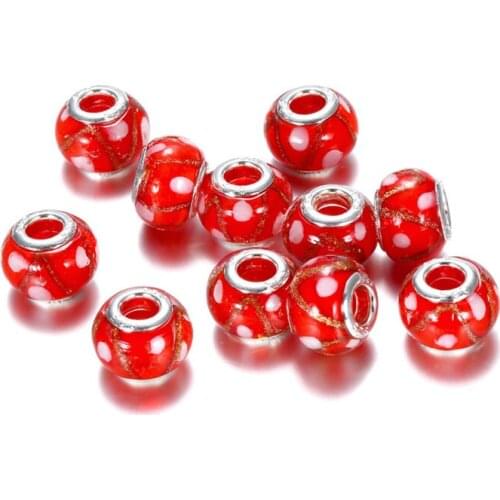 10Pcs Red Flower Glass Beads Charms for Jewelry Making for Women Bracelet Chain Spacer Necklace Hair Beads DIY Jewelry Crafts