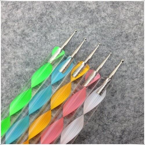 5pcs/Set 2 Way Dotting Marbleizing Painting Pen Tool Nail Art Dot Dotting Tool Nail Care + Free Shipping (NR-WS2)