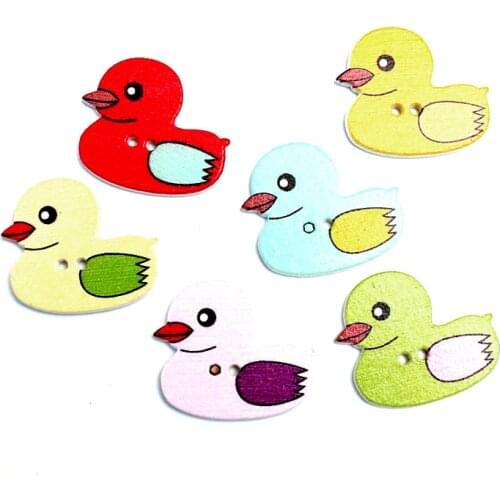 50pcs 27x25mm Mixed Ducks Wooden Buttons For Clothes Needlework Scrapbooking Crafts Diy Sewing Accessories Wood Decoration