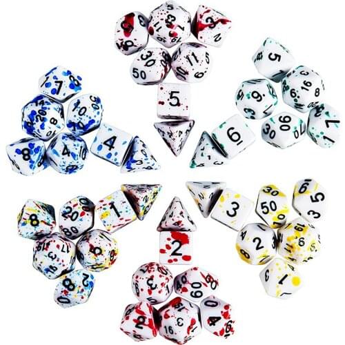 7Pcs/Set Polyhedral TRPG DND Dice D4 D6 D8 D% D10 D12 D20 RPG MTG Board Game Dice