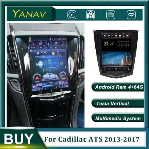 Android Car Radio Audio 2 Din Stereo Receiver For Cadillac ATS 2013-2017 GPS Navigation Video Vertical Screen Multimedia Player
