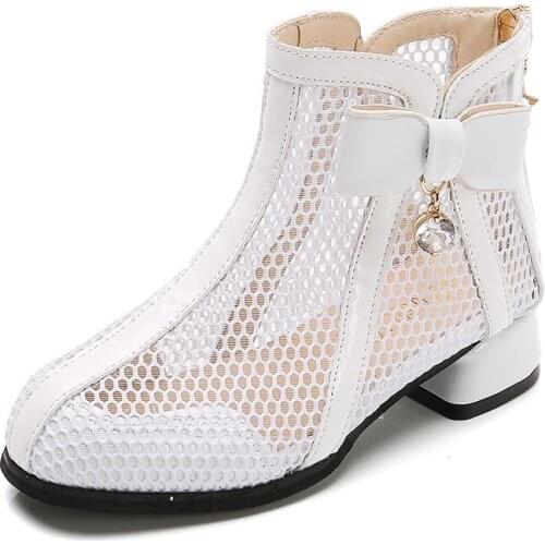 Shoes for girl popular shoes for teenage girl 2020 fashion bowtie Back zipper summer autumn kids boots children shoes Hollow