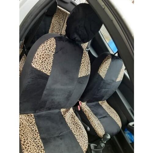 Car Seat Covers Front Rear Seat Full Cover Universal for Lada grand vaz 2114 Nissan sunny Fiat Siena Palio Leopard velvet Winter